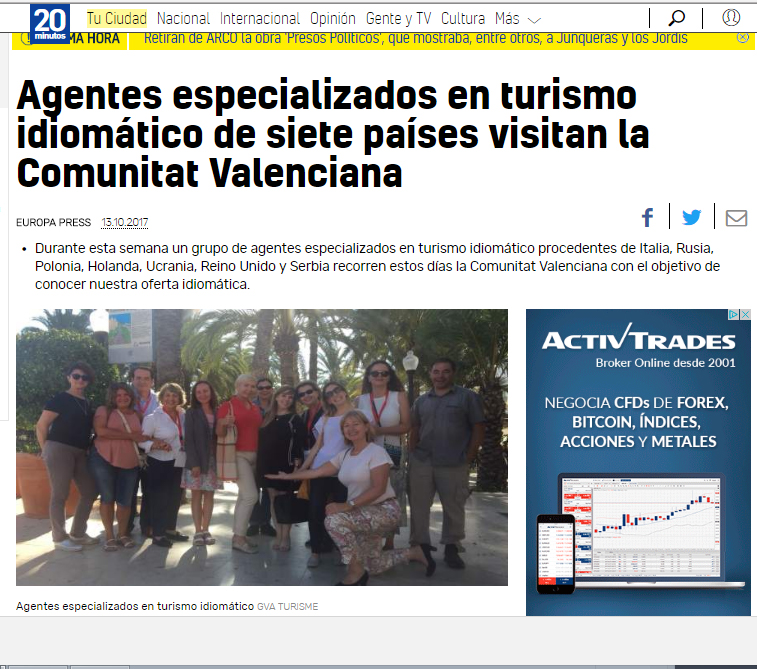 Agentes especializados en turismo idiomático de siete países visitan la Comunitat Valenciana